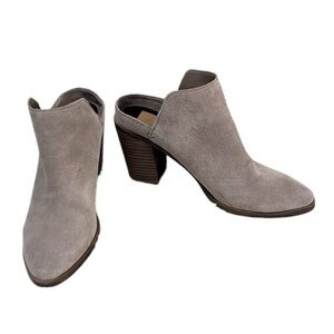 Dolce Vita Tan Beige Slip On Suede Leather Mule Block Heel Selene Booties Sz 9